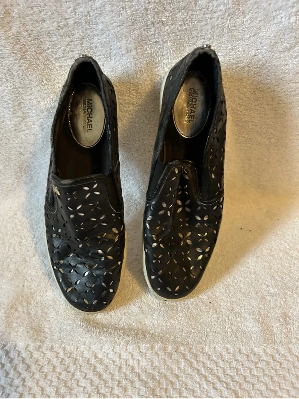 Michael Kors Black Slip-On Perforated Logo Sneakers